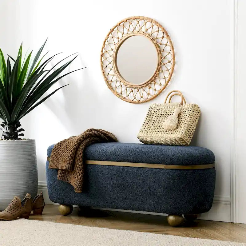 Banc ottoman de rangement, banc ottoman rembourré de bout de lit avec rangement et assise, grand banc de rangement pour couvertures