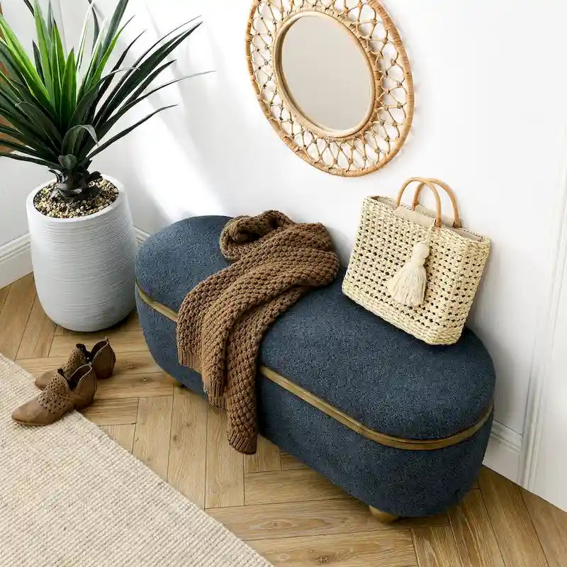 Banc ottoman de rangement, banc ottoman rembourré de bout de lit avec rangement et assise, grand banc de rangement pour couvertures