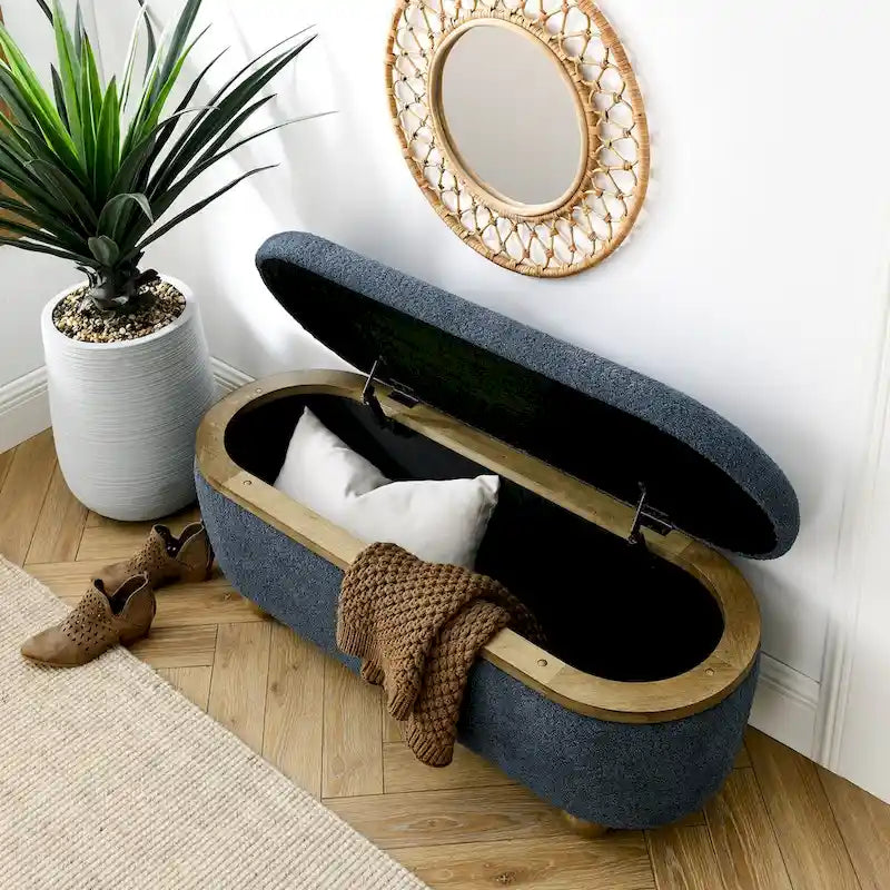 Banc ottoman de rangement, banc ottoman rembourré de bout de lit avec rangement et assise, grand banc de rangement pour couvertures