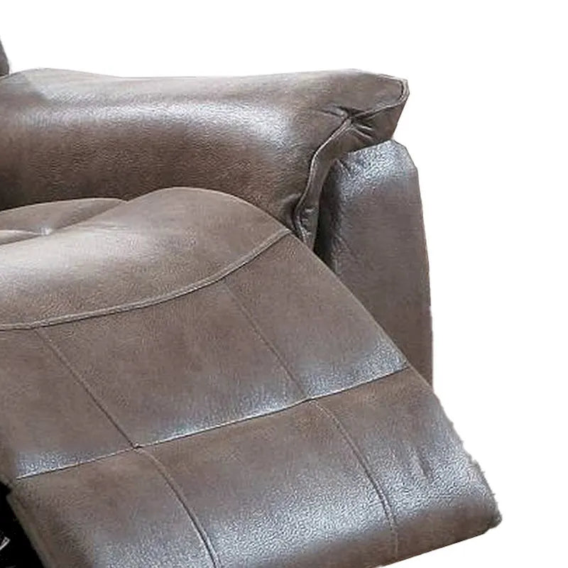 Fauteuil inclinable manuel en tissu avec accoudoirs rembourrés, marron