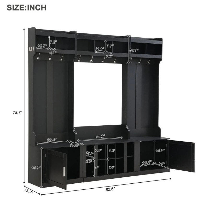 Banc d'entrée multifonctionnel 4 en 1 avec porte-manteau et rangements à chaussures