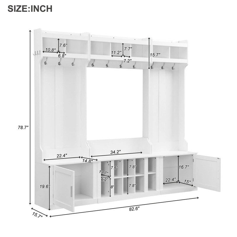 Banc d'entrée multifonctionnel 4 en 1 avec porte-manteau et rangements à chaussures
