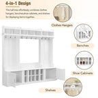 Banc d'entrée multifonctionnel 4 en 1 avec porte-manteau et rangements à chaussures