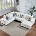 Canapé d'angle moderne en forme de U, canapé en velours avec de nombreux coussins inclus