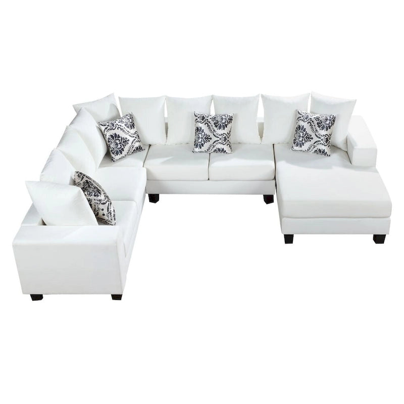 Canapé d'angle moderne en forme de U, canapé en velours avec de nombreux coussins inclus