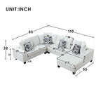 Canapé d'angle moderne en forme de U, canapé en velours avec de nombreux coussins inclus