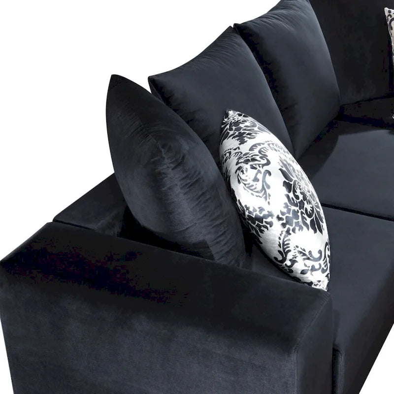 Canapé d'angle moderne en forme de U, canapé en velours avec de nombreux coussins inclus