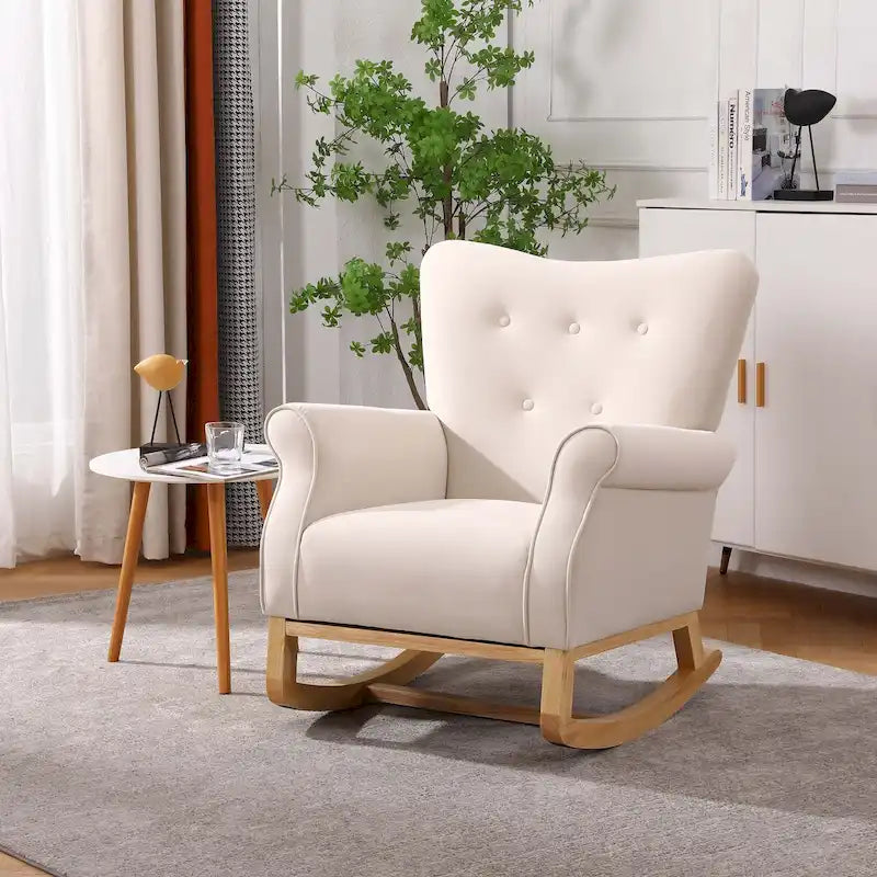 Fauteuil à bascule, fauteuil d'appoint rembourré pour chambre d'enfant ou salon, petit fauteuil à bascule contemporain, fauteuil enfant avec accoudoirs rembourrés