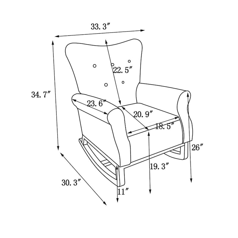 Fauteuil à bascule, fauteuil d'appoint rembourré pour chambre d'enfant ou salon, petit fauteuil à bascule contemporain, fauteuil enfant avec accoudoirs rembourrés