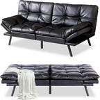 Canapé-lit futon, canapé-lit futon en similicuir et mousse à mémoire de forme, canapé-lit convertible, causeuse-lit pour petits espaces