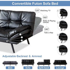 Canapé-lit futon, canapé-lit futon en similicuir et mousse à mémoire de forme, canapé-lit convertible, causeuse-lit pour petits espaces