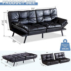 Canapé-lit futon, canapé-lit futon en similicuir et mousse à mémoire de forme, canapé-lit convertible, causeuse-lit pour petits espaces