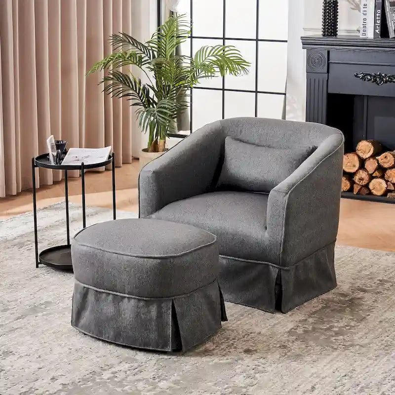 Fauteuil pivotant avec repose-pieds, fauteuil pivotant d'appoint pour salon