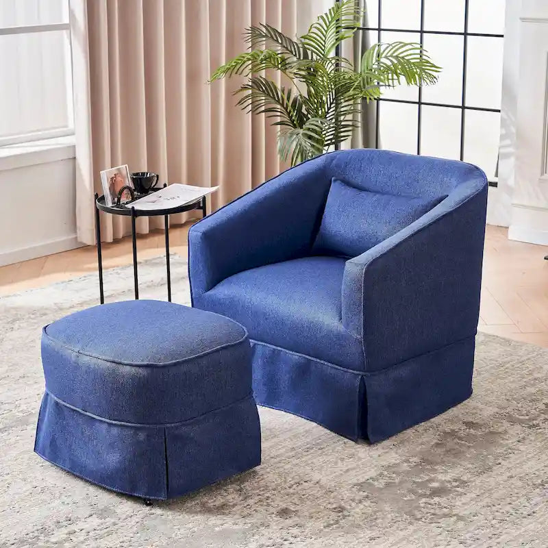 Fauteuil pivotant avec repose-pieds, fauteuil pivotant d'appoint pour salon