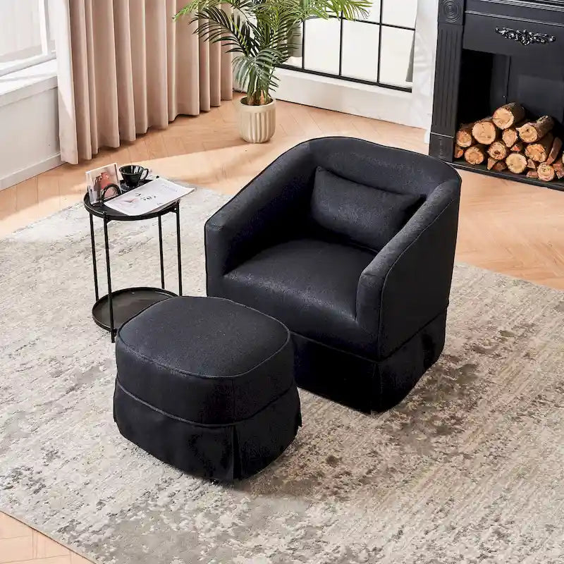 Fauteuil pivotant avec repose-pieds, fauteuil pivotant d'appoint pour salon
