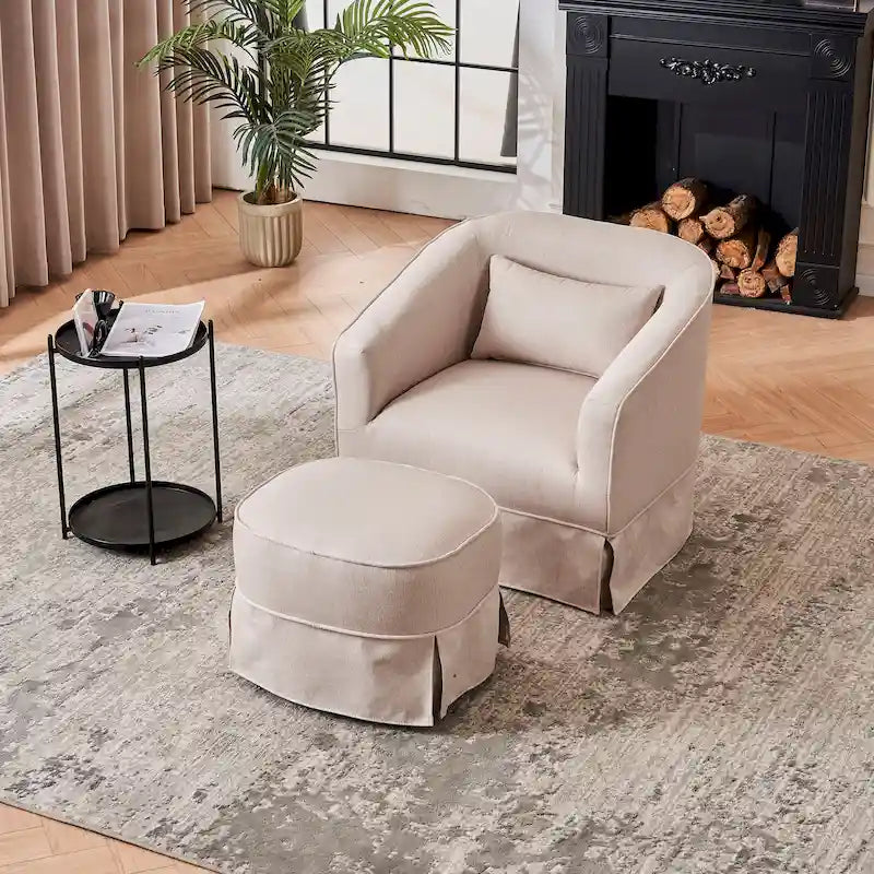 Fauteuil pivotant avec repose-pieds, fauteuil pivotant d'appoint pour salon