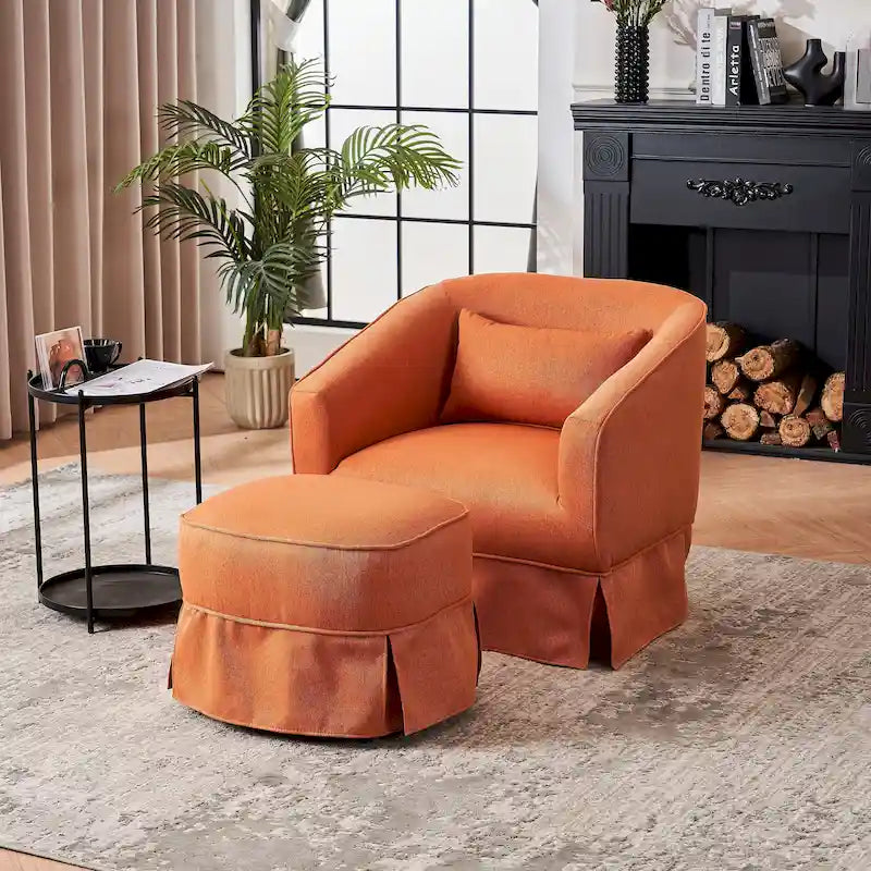 Fauteuil pivotant avec repose-pieds, fauteuil pivotant d'appoint pour salon