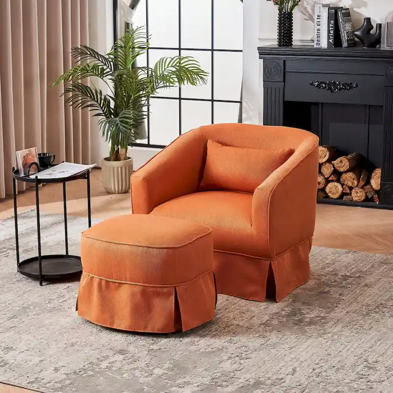 Fauteuil pivotant avec repose-pieds, fauteuil pivotant d'appoint pour salon
