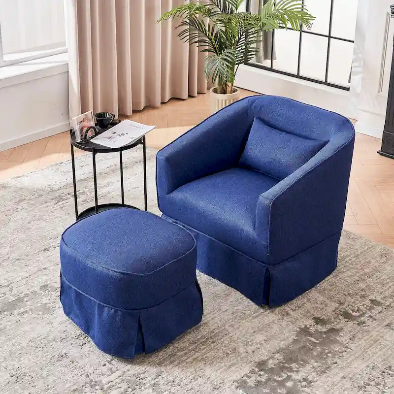 Fauteuil pivotant avec repose-pieds, fauteuil pivotant d'appoint pour salon