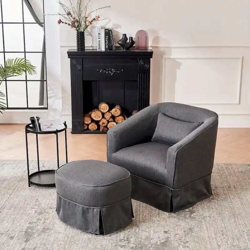 Fauteuil pivotant avec repose-pieds, fauteuil pivotant d'appoint pour salon