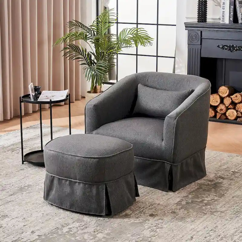 Fauteuil pivotant avec repose-pieds, fauteuil pivotant d'appoint pour salon