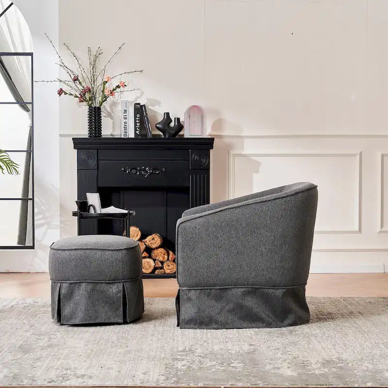 Fauteuil pivotant avec repose-pieds, fauteuil pivotant d'appoint pour salon