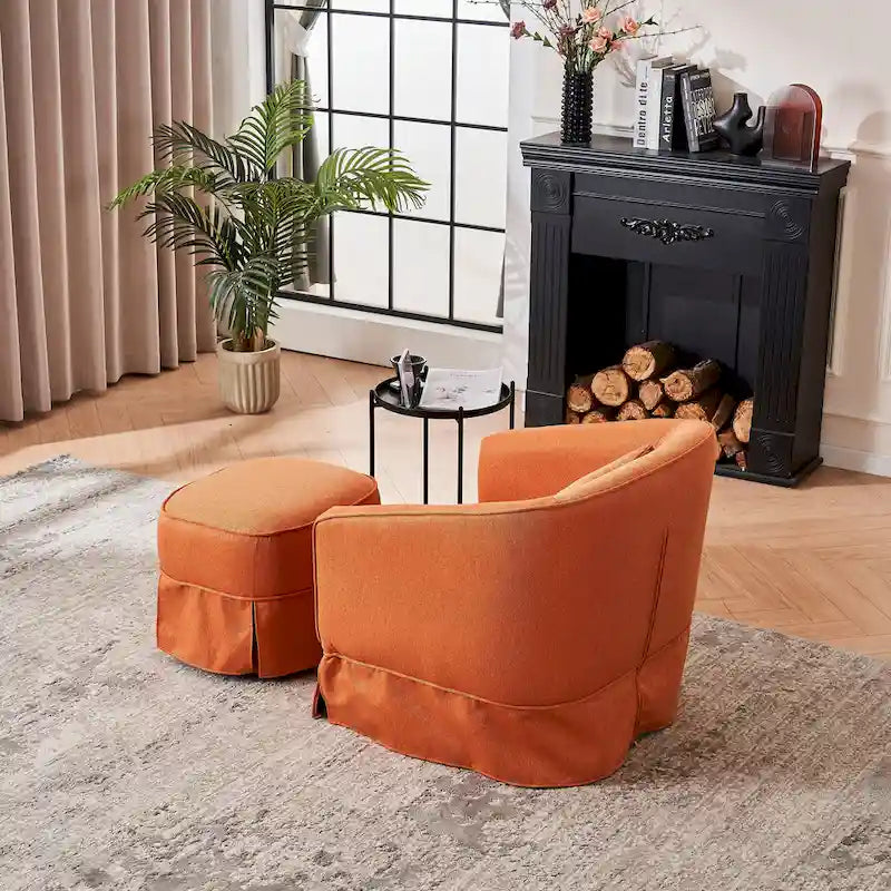 Fauteuil pivotant avec repose-pieds, fauteuil pivotant d'appoint pour salon