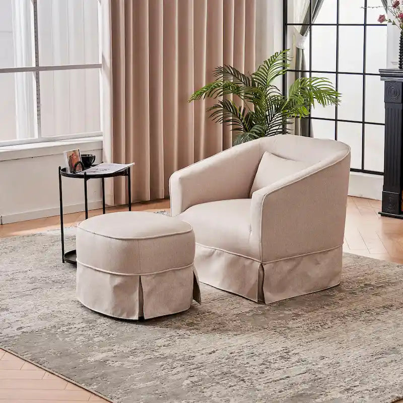 Fauteuil pivotant avec repose-pieds, fauteuil pivotant d'appoint pour salon