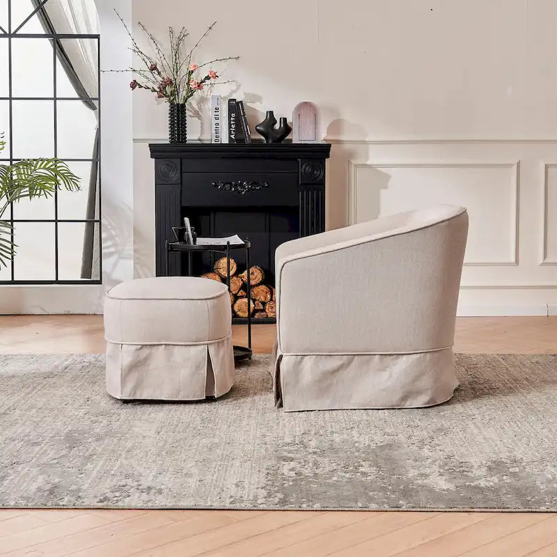 Fauteuil pivotant avec repose-pieds, fauteuil pivotant d'appoint pour salon