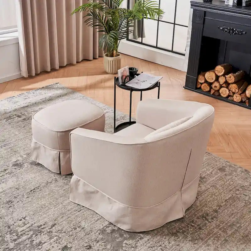 Fauteuil pivotant avec repose-pieds, fauteuil pivotant d'appoint pour salon