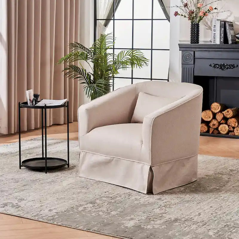 Fauteuil pivotant avec repose-pieds, fauteuil pivotant d'appoint pour salon