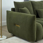 Canapé rembourré en tissu Teddy avec 3 coussins et structure en bois massif