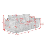 Canapé rembourré en tissu Teddy avec 3 coussins et structure en bois massif