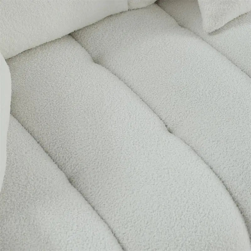 Canapé rembourré en tissu Teddy avec 3 coussins et structure en bois massif