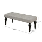 Banc de chevet capitonné de style français, avec pieds en colonnes romaines et pieds épais, idéal pour la chambre, le salon ou l'entrée.