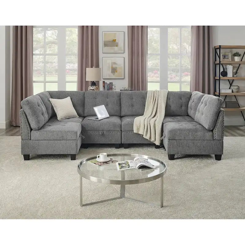 Canapé d'angle modulable à monter soi-même, gris