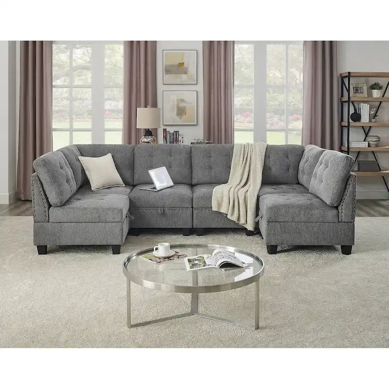 Canapé d'angle modulable à monter soi-même, gris