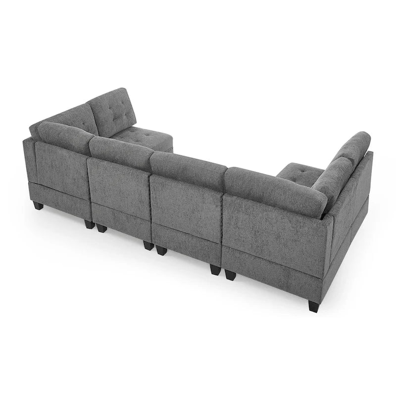 Canapé d'angle modulable à monter soi-même, gris