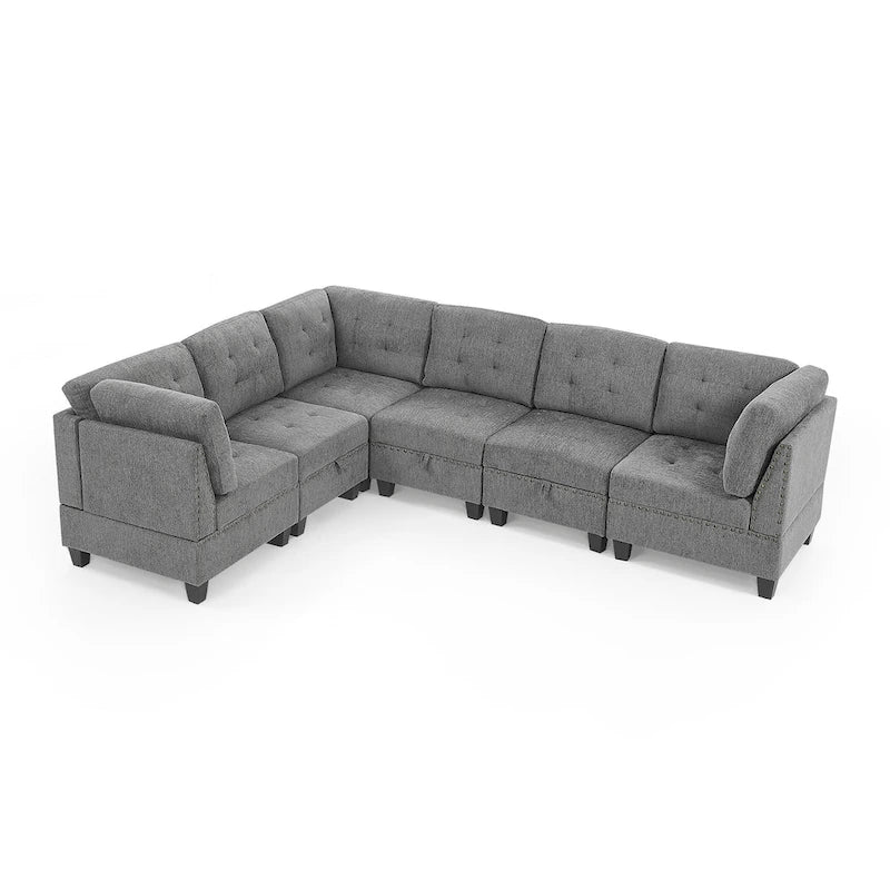 Canapé d'angle modulable à monter soi-même, gris