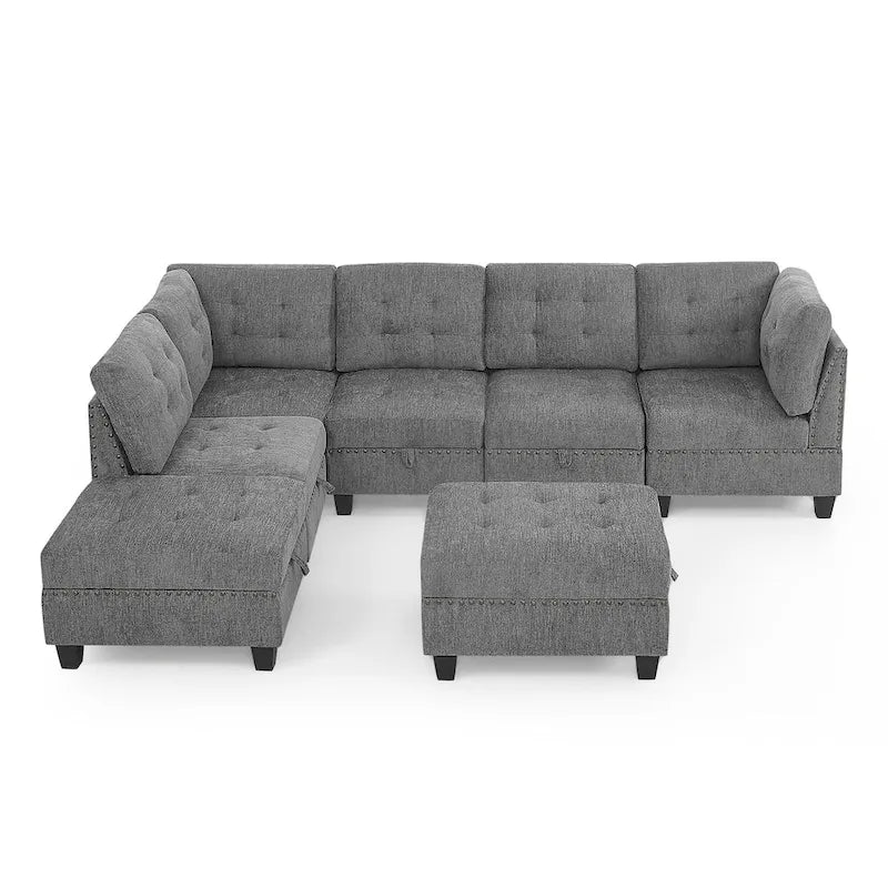 Canapé d'angle modulable à monter soi-même, gris