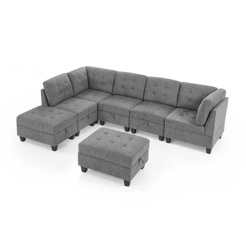 Canapé d'angle modulable à monter soi-même, gris