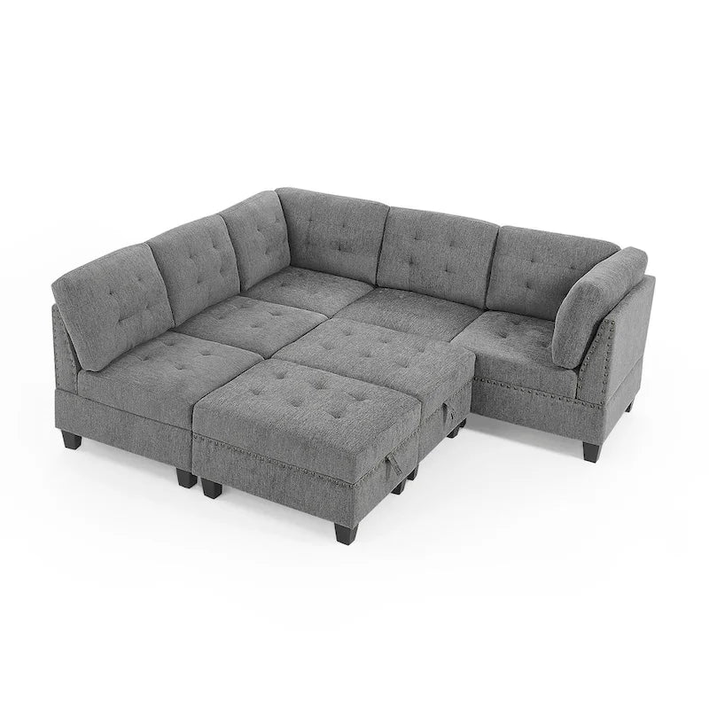 Canapé d'angle modulable à monter soi-même, gris