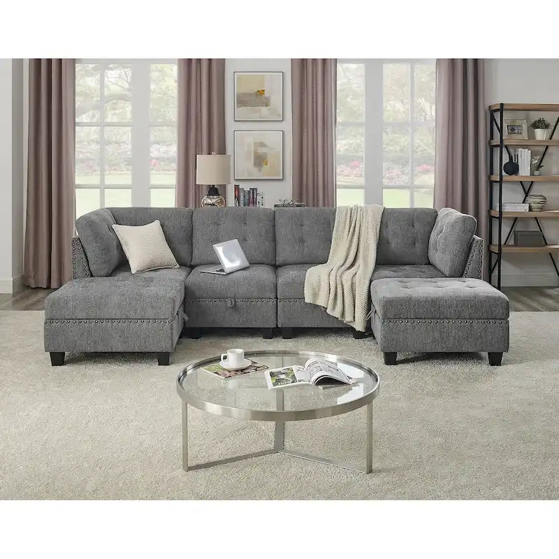 Canapé d'angle modulable à monter soi-même, gris