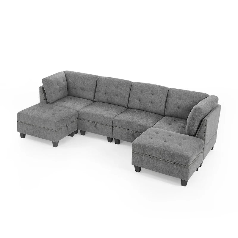 Canapé d'angle modulable à monter soi-même, gris