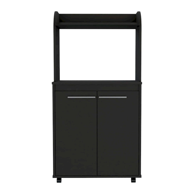 Meuble de cuisine moderne avec chariot pour micro-ondes, 1 étagère et 2 portes