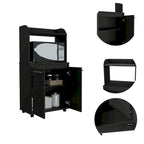 Meuble de cuisine moderne avec chariot pour micro-ondes, 1 étagère et 2 portes