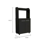Meuble de cuisine moderne avec chariot pour micro-ondes, 1 étagère et 2 portes
