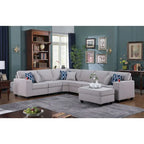 Canapé d'angle réversible 7 pièces en tissu gris clair