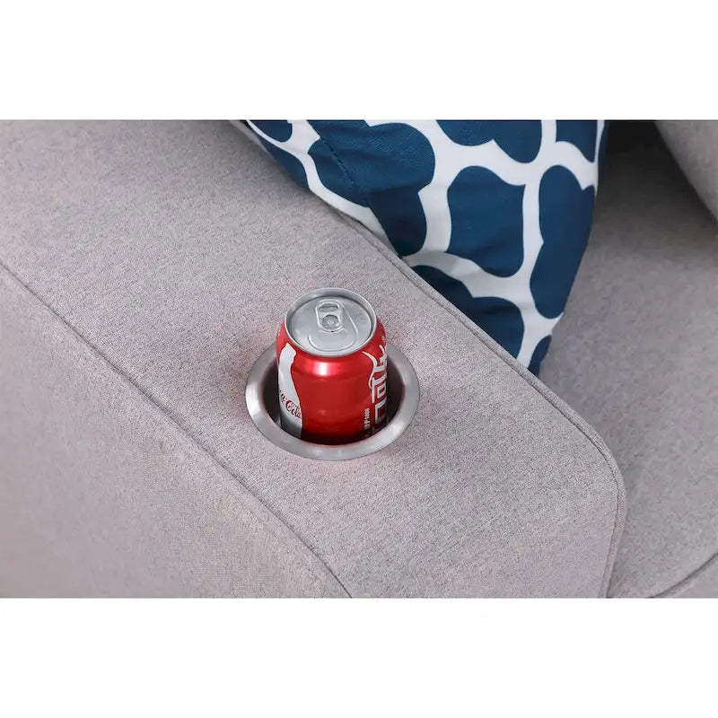 Canapé d'angle réversible 7 pièces en tissu gris clair