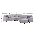 Canapé d'angle réversible 7 pièces en tissu gris clair